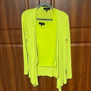 Karen Kane Vibrant Yellow Cardigan and Top Set (twin set) Size S